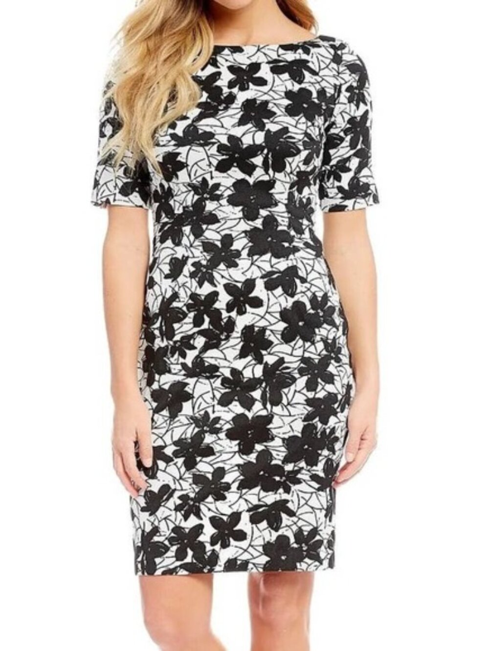 Calvin Klein Black and White Floral Dress - Size 16W